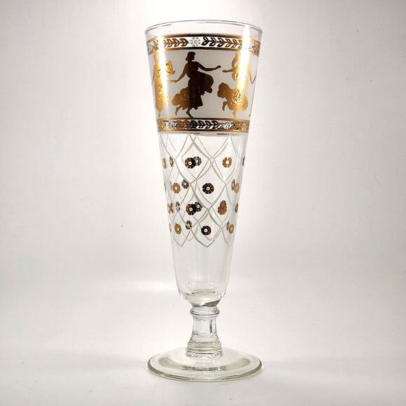 Set of 4 Vintage Aldon Greek Goddess Gold Atomic Barware Pilsner Glasses | MCM - Picture 8 of 12